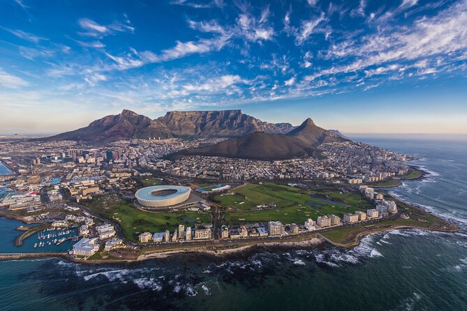 Cape Town Helicopter Tour: Atlantic Coast - First views: harbor, stadium, and the City Bowl