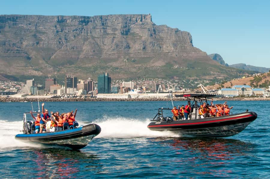 Cape Town Ocean Safari: Speed Boat Adventure in Table Bay - Leaving the harbor at speed