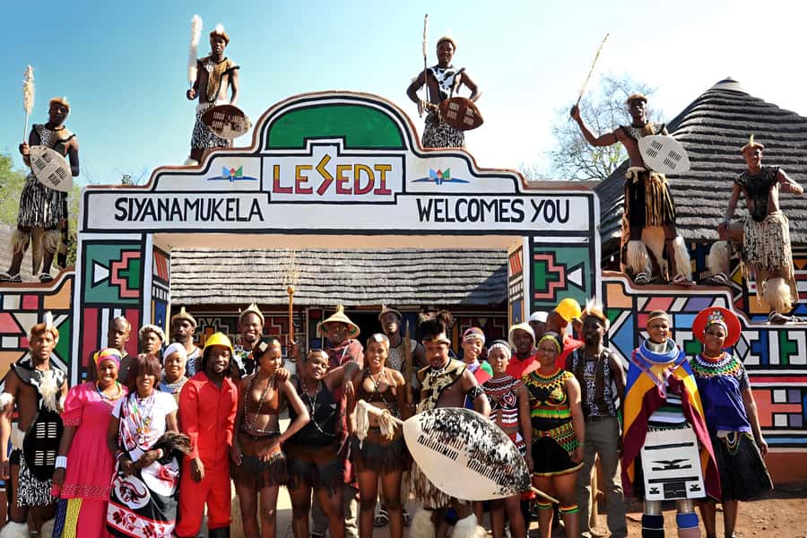 Lesedi Cultural Village with lunch or dinner cultural food - Starting with drums, singing, and a friendly welcome