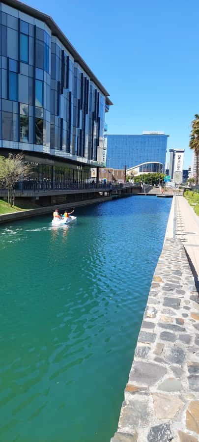 Pedal Boat Ride V&A Waterfront - Cape Town - Following the canal toward the CTICC