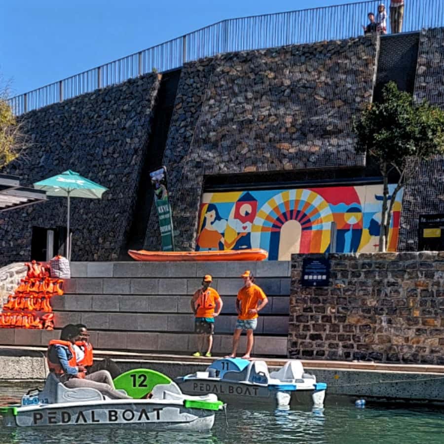 Pedal Boat Ride V&A Waterfront - Cape Town - Getting comfortable in a two to six person boat