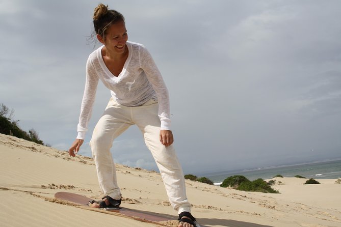 Sandboarding in Jeffreys Bay, South Africa - Learning the standing board and sitting board