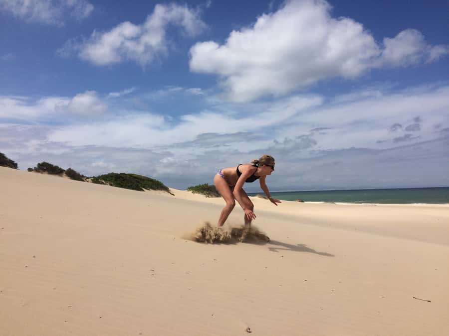 Sandboarding Jeffreys Bay - Your first run on a standing board