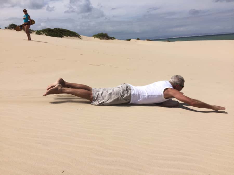 Sandboarding Jeffreys Bay - Views toward St Francis Bay