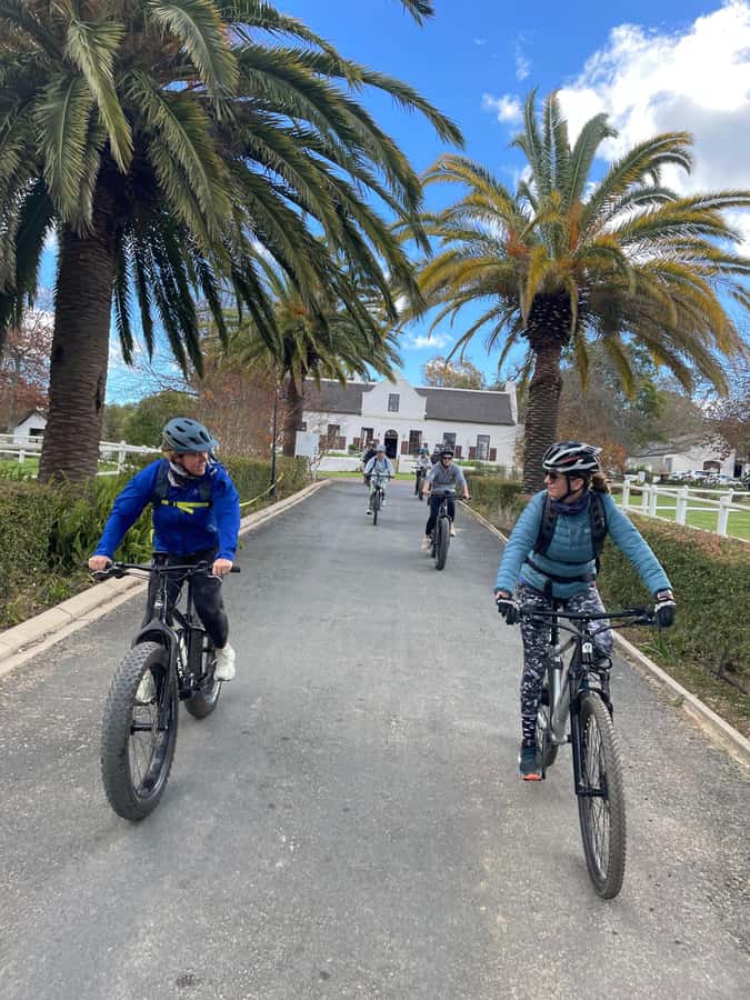 Stellenbosch: Countryside Banhoek valley E-Bike Wine Tour - Riding the farm roads beneath the Drakenstein Mountains