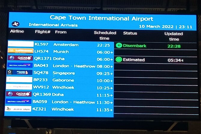 Transfer from Cape Town City Center to Cape Town Airport - Booking timing, cancellations, and small practical points