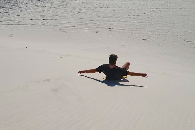 WildX Sandboarding the Real White Sand Dunes Atlantis Cape Town - Getting comfortable on the board